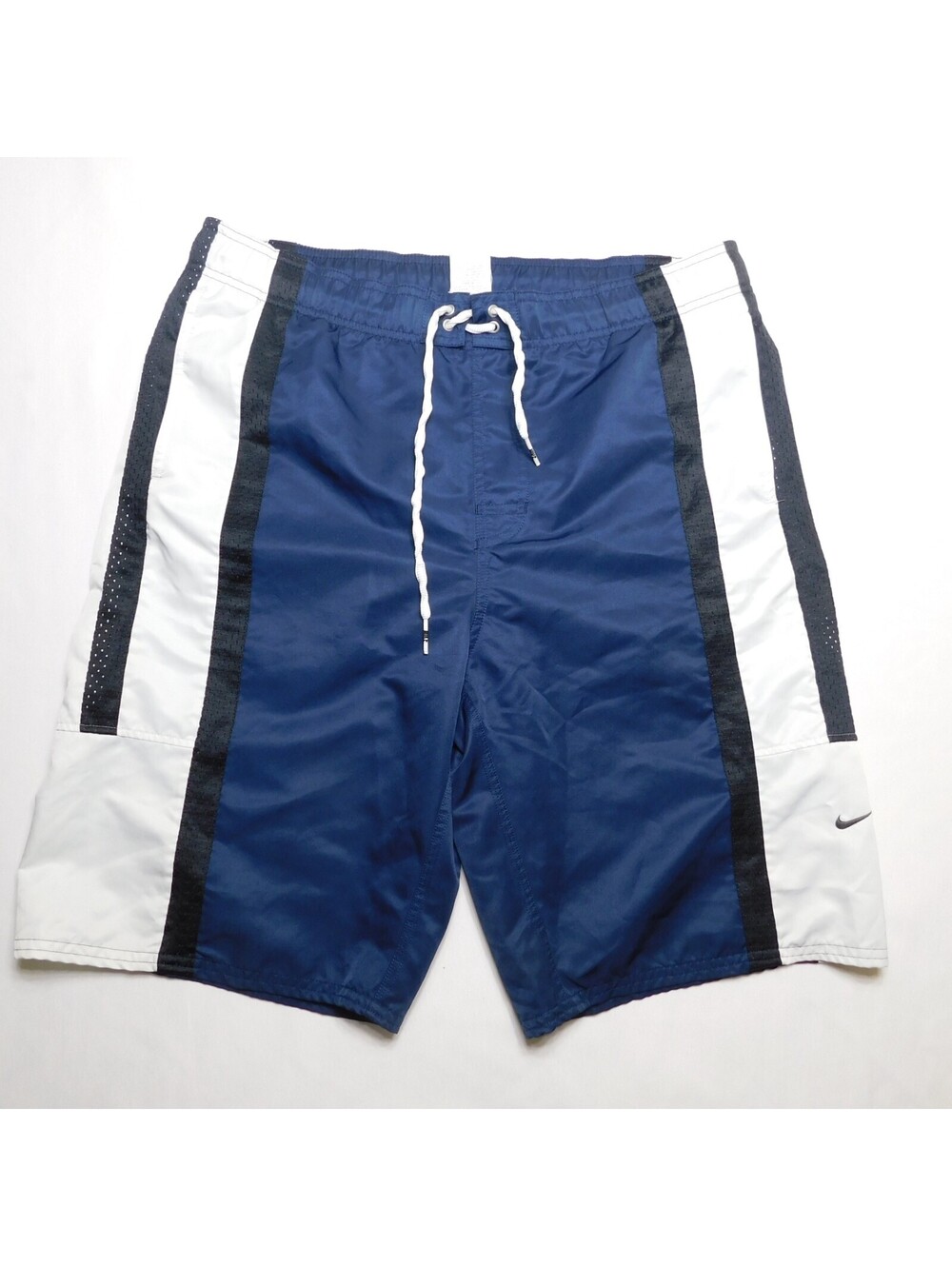 Vintage Nike Mens Size Large Blue White Colorblock Basketball Shorts Mesh Inset